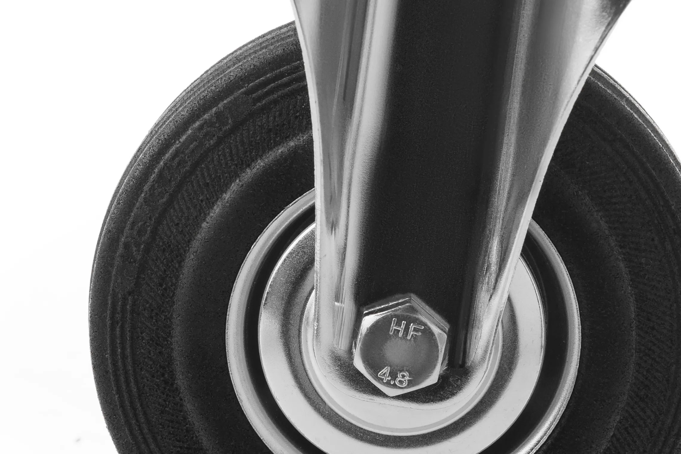 Промышленное колесо, диаметр 125мм, крепление - неповоротная площадка, черная резина, роликовый подшипник - FC 54